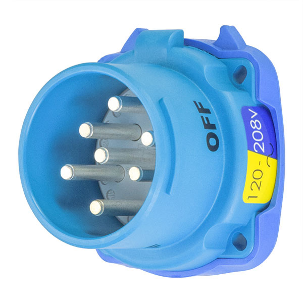 33-18167-972-4X-A155 - DS20 INLET POLY BLUE SIZE 2 TYPE 4X 3P+N+G 20A 120/208 VAC 60 Hz +2 AUX TYPE 4X WATERTIGHTNESS WITH NO LOCKOUT HOLE